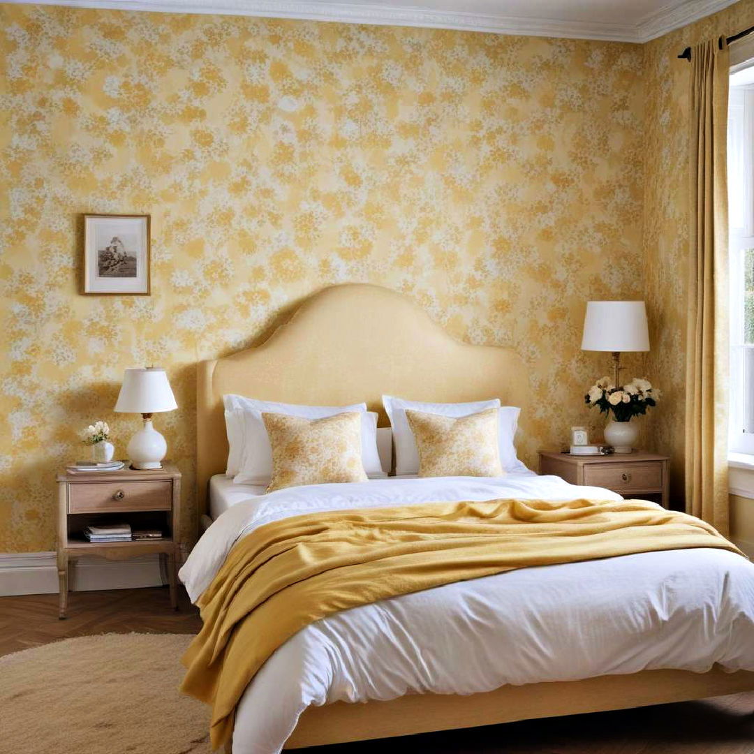 implement vintage yellow wallpaper for a classic look