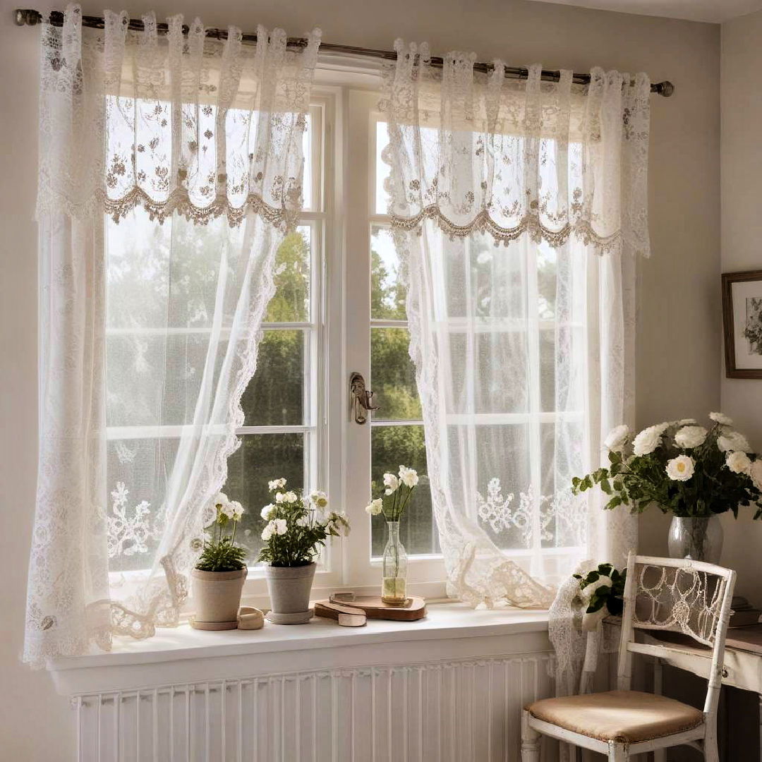 incorporate lace curtains for a delicate touch