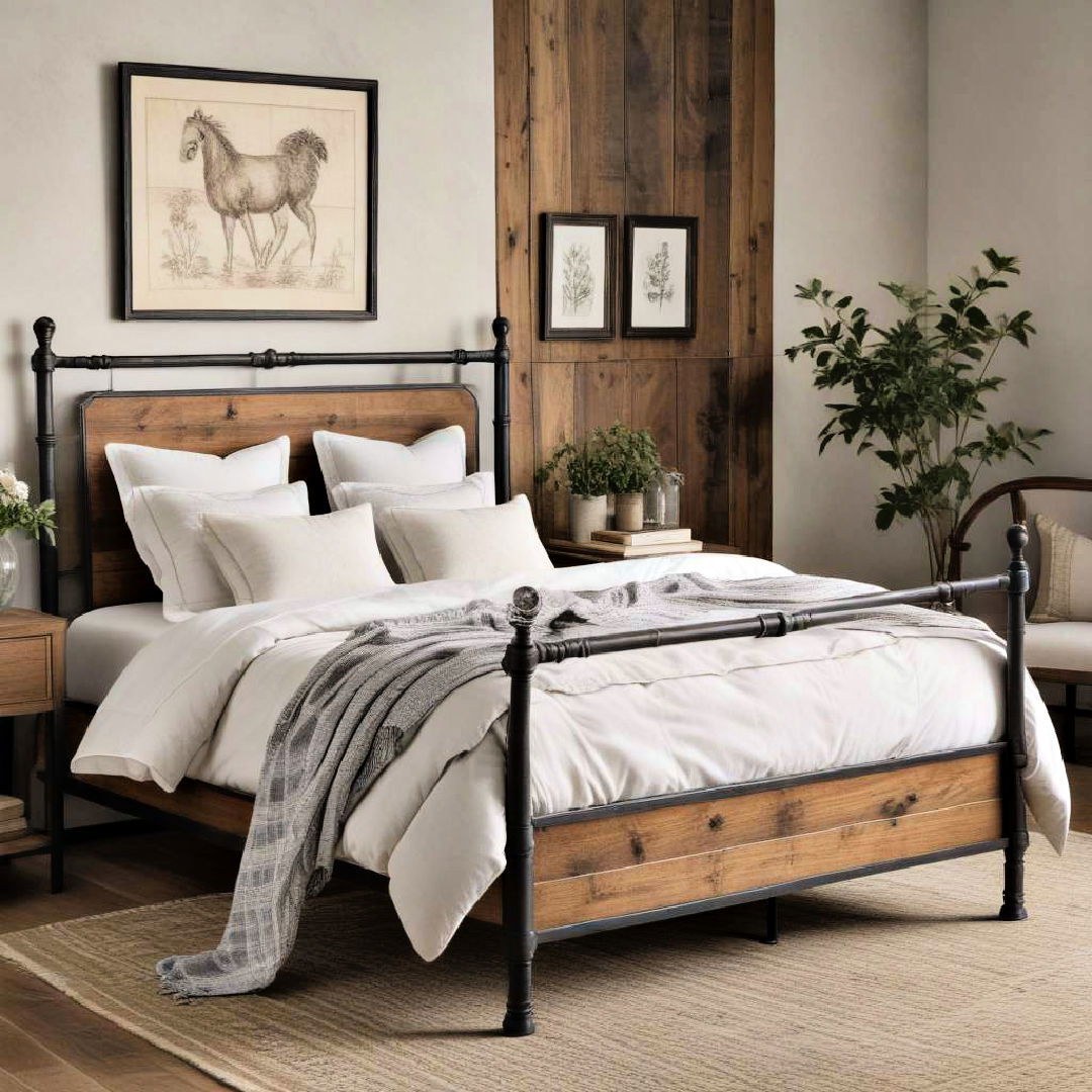 iron and wood bed frames