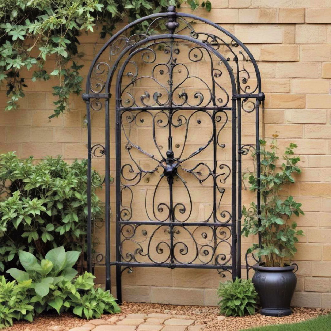 iron scroll trellis for an elegant look