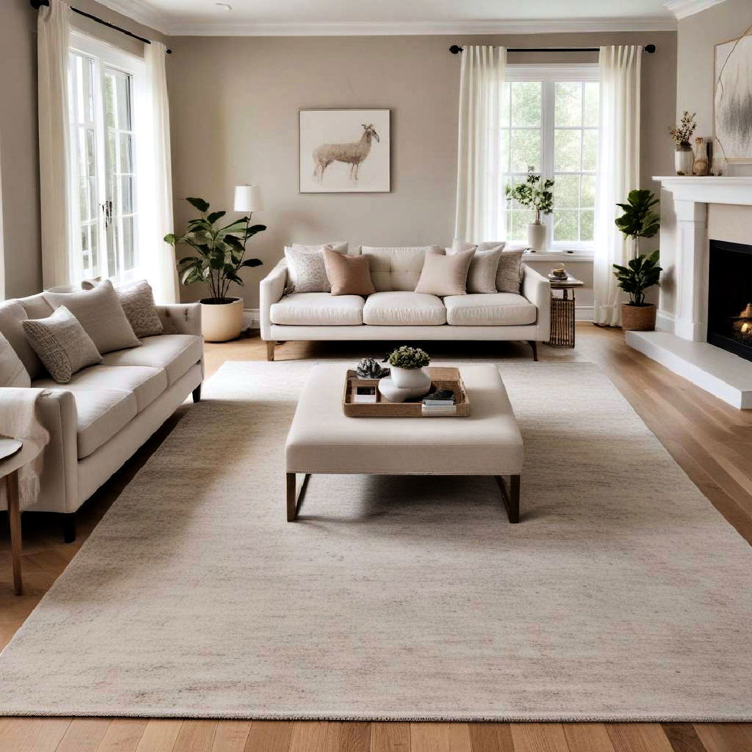 large neutral rug to define the space