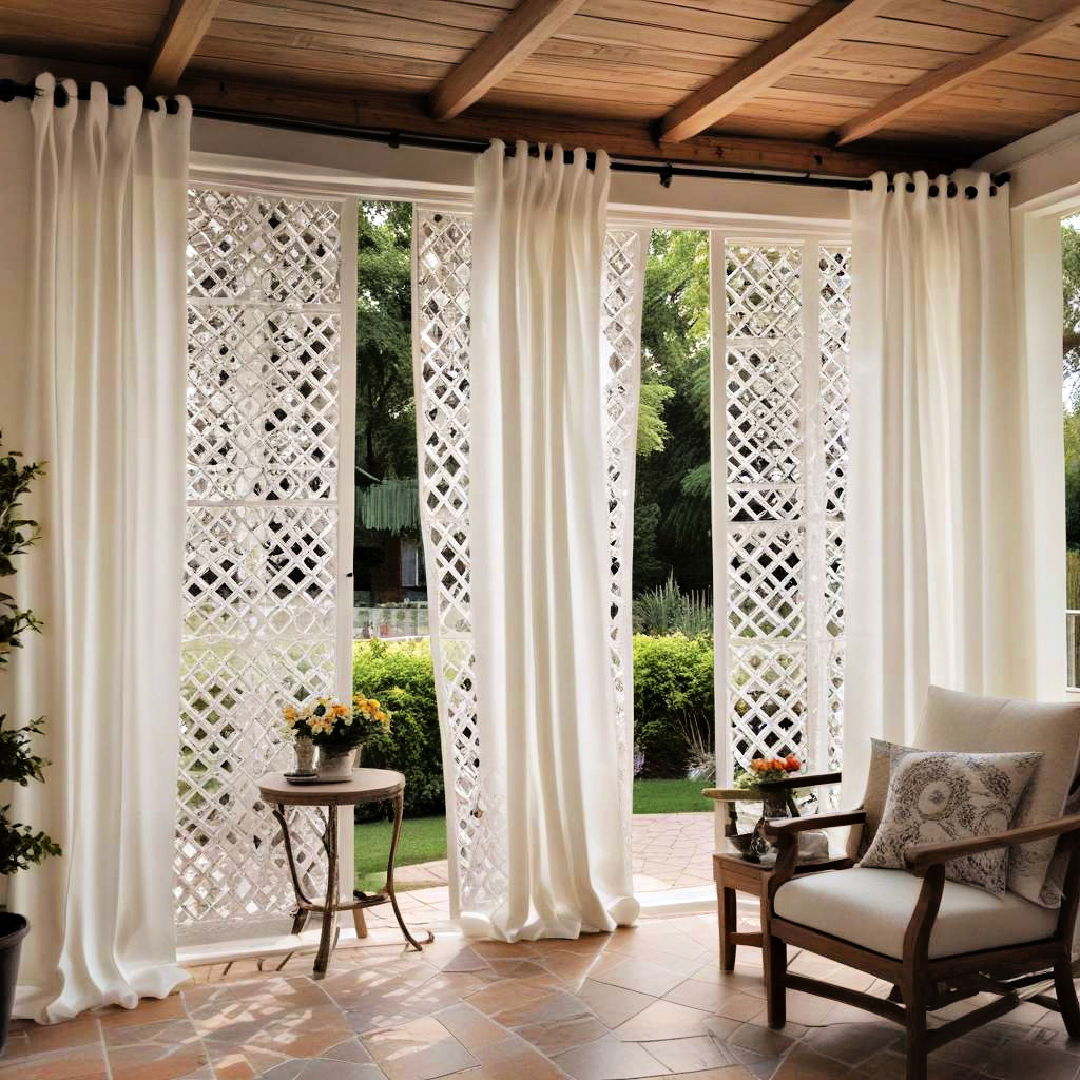 lattice panels with curtains