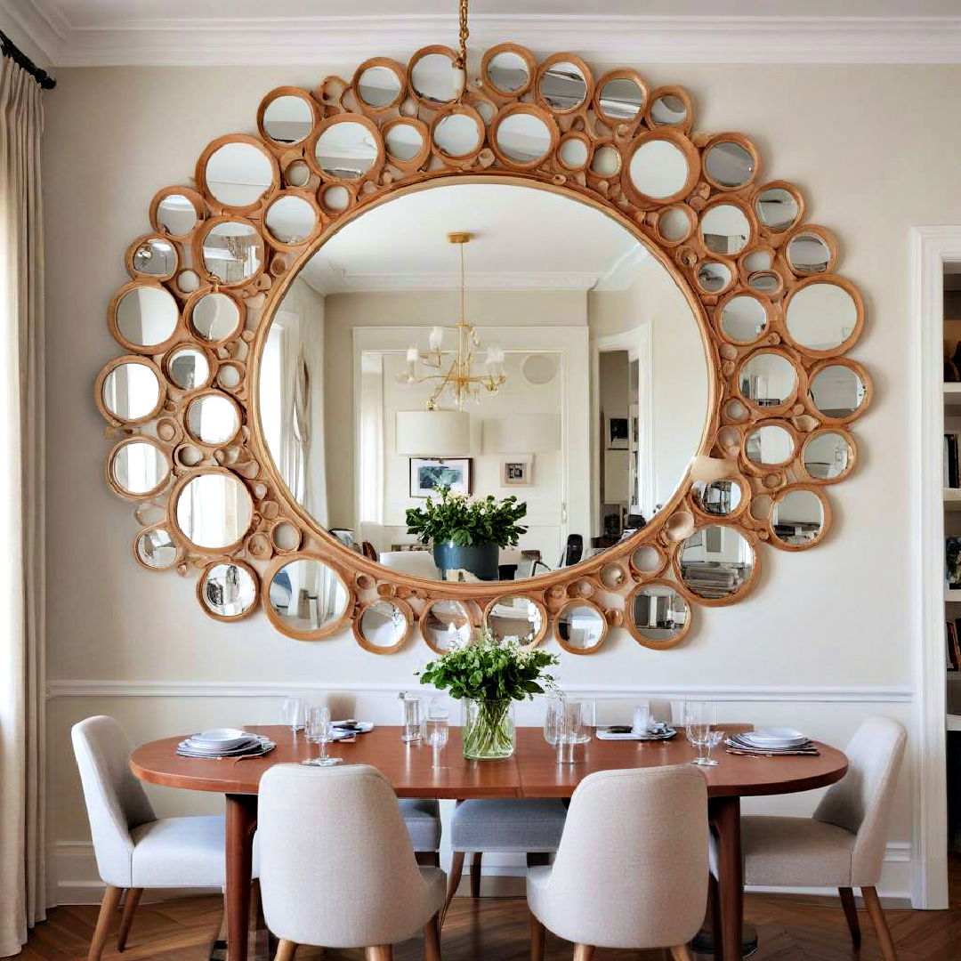 layered circular mirrors for a playful look