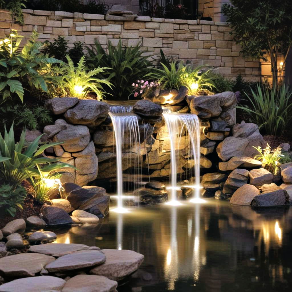 led illuminated waterfall