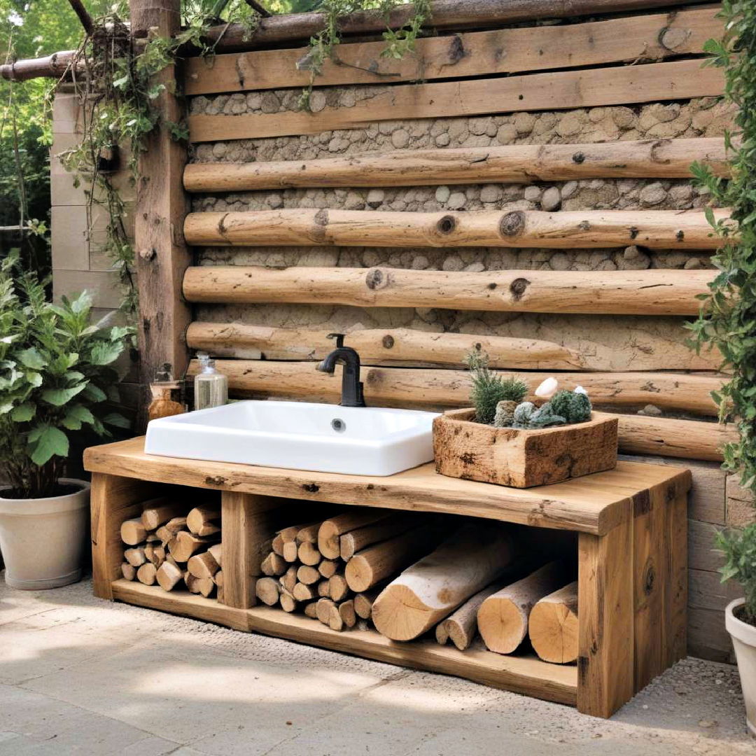 log bench and storage