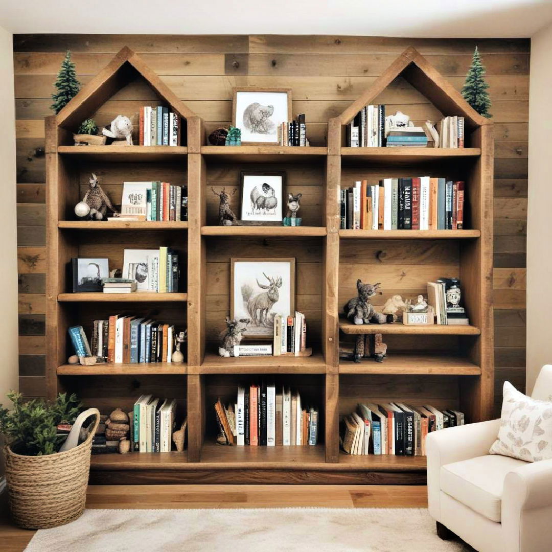 log cabin bookshelves