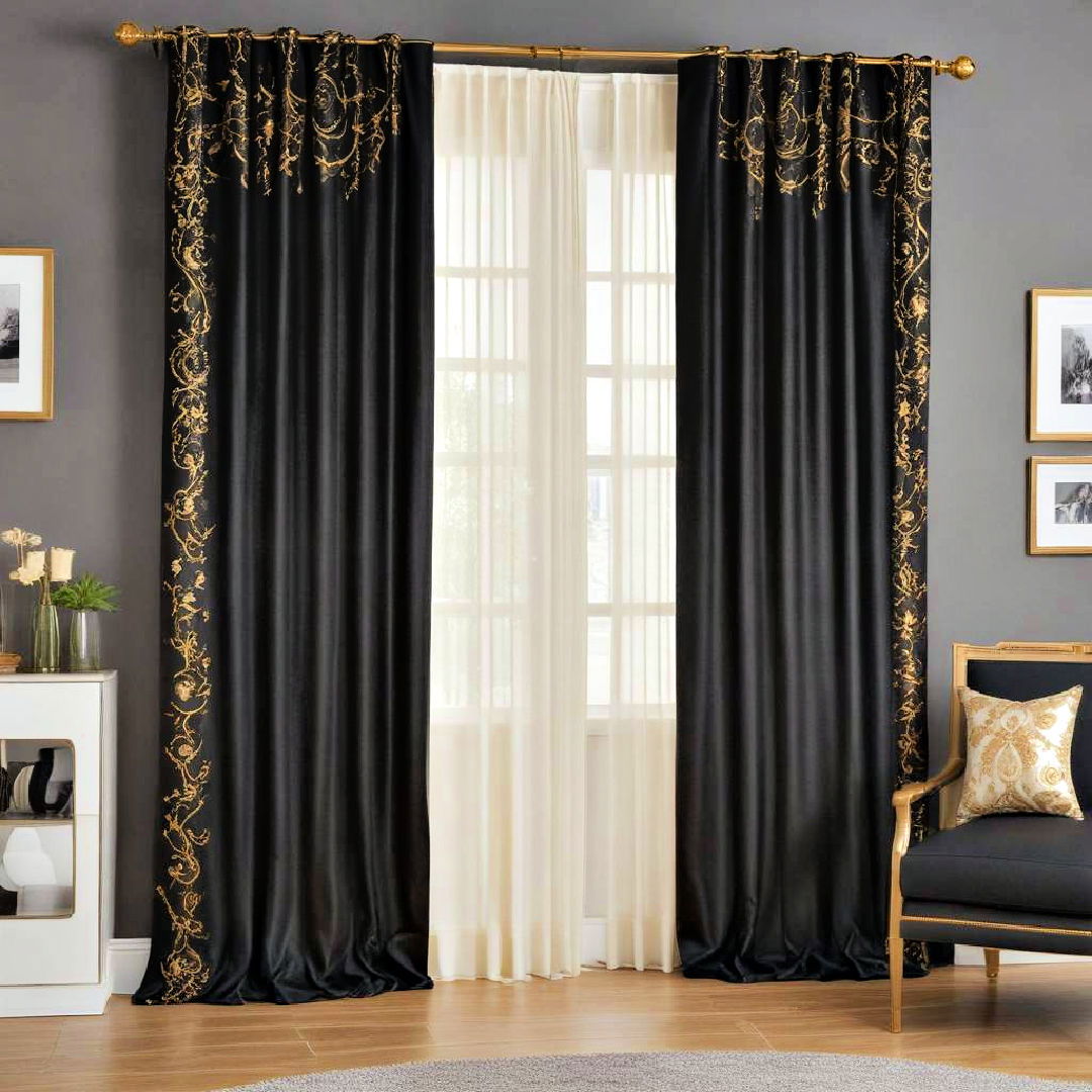 luxurious black and gold curtains