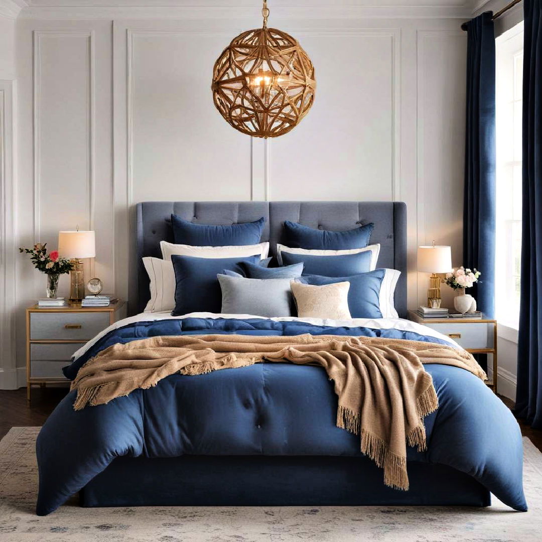 luxurious blue bedding