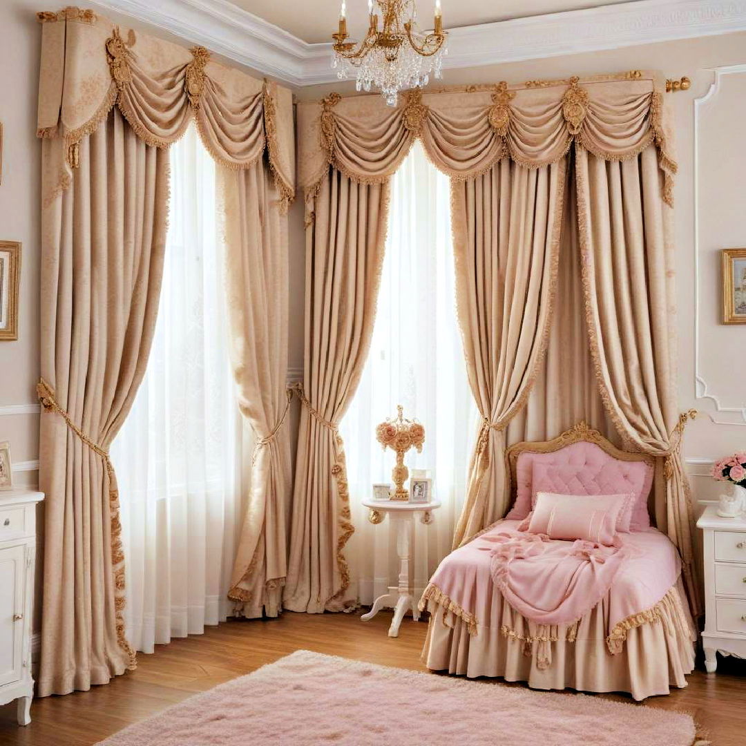 luxurious curtains with tiebacks