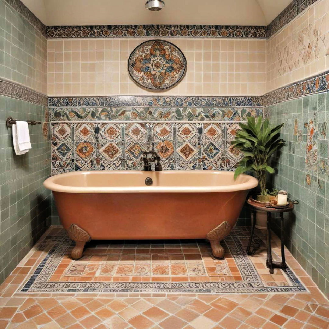 mexican tiled bathtub surround