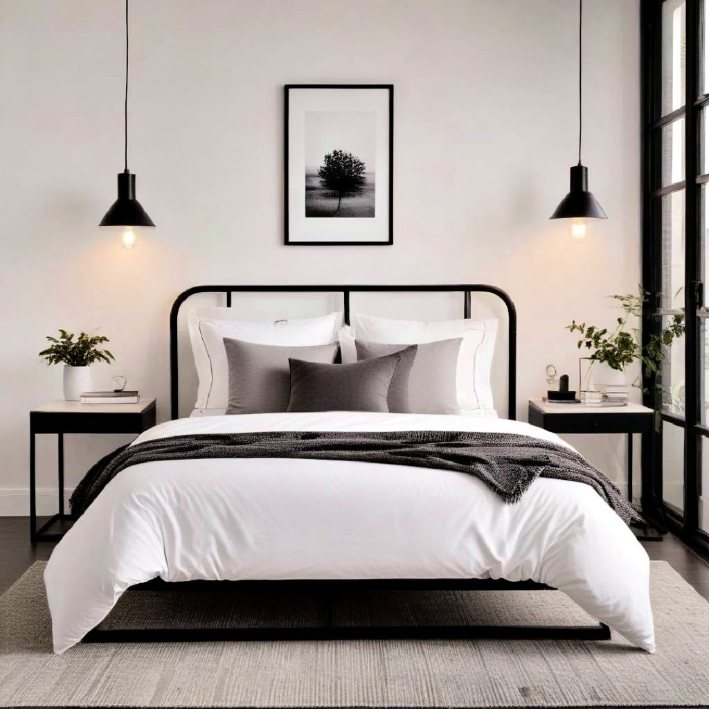 minimalist black frame bed