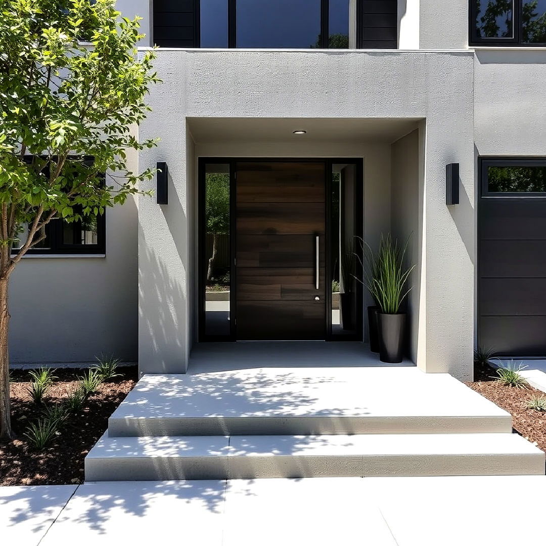 minimalist concrete slab entrance