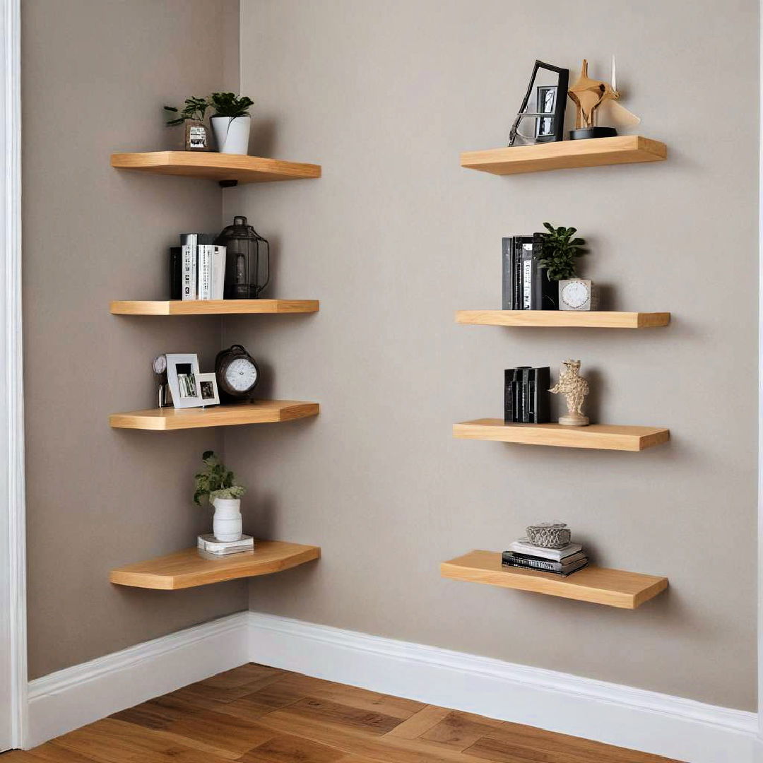 minimalist corner shelves