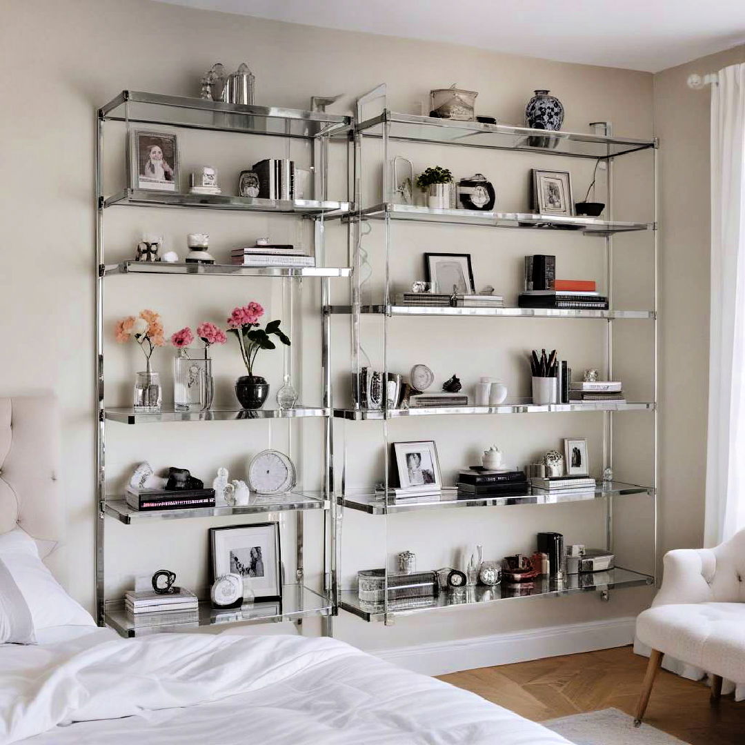 mirrored shelves