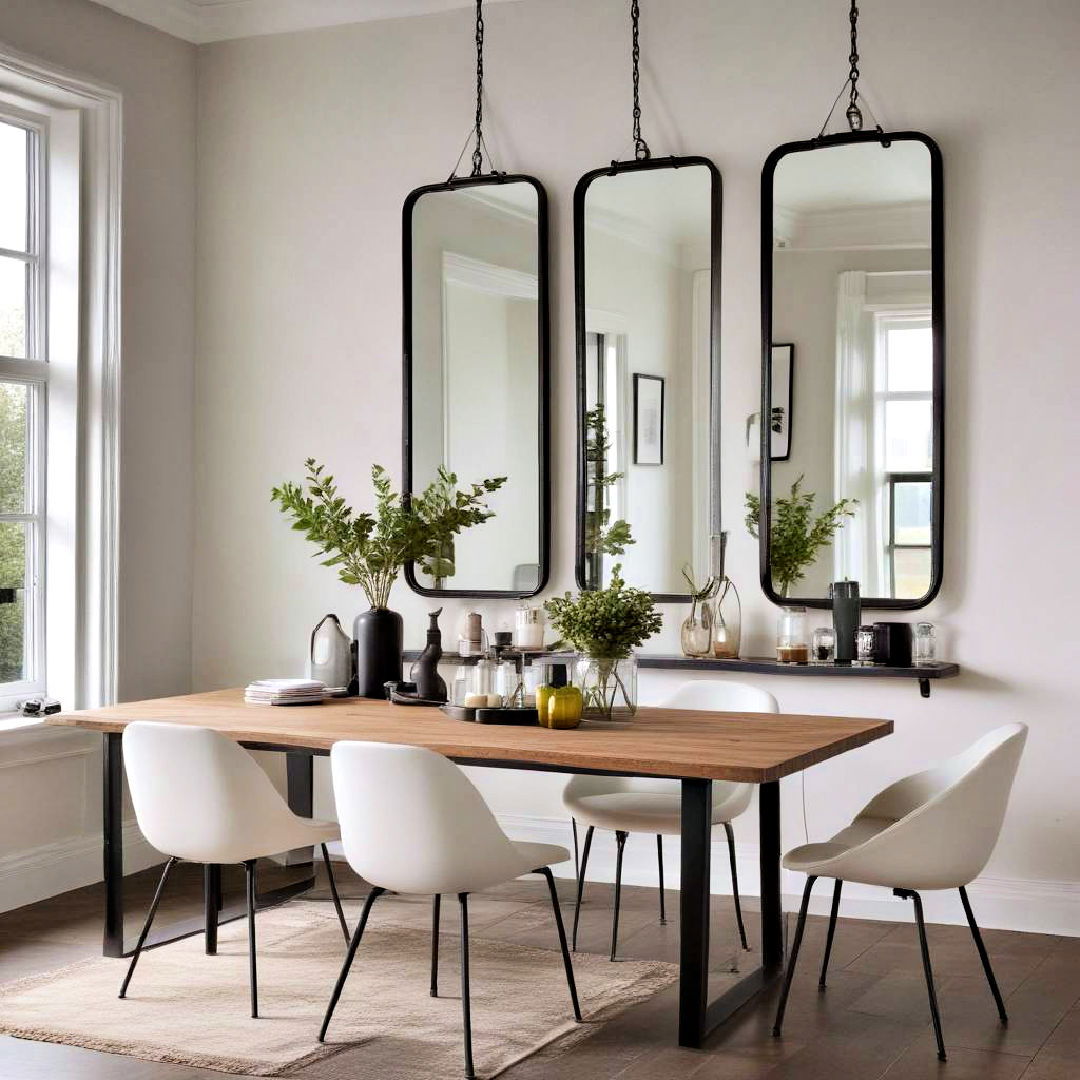 mirrors with black metal frames for industrial chic