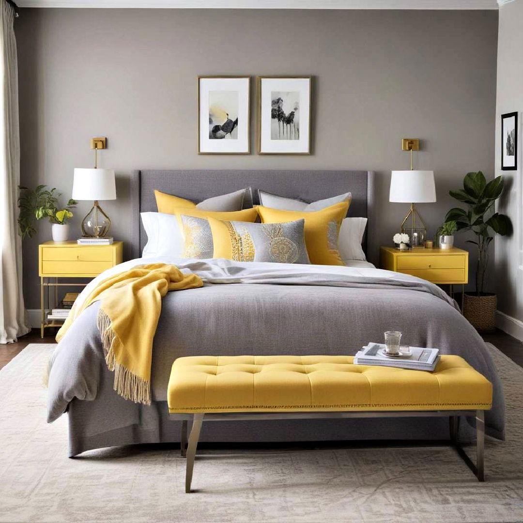 mix yellow and grey for sophisticated contrast