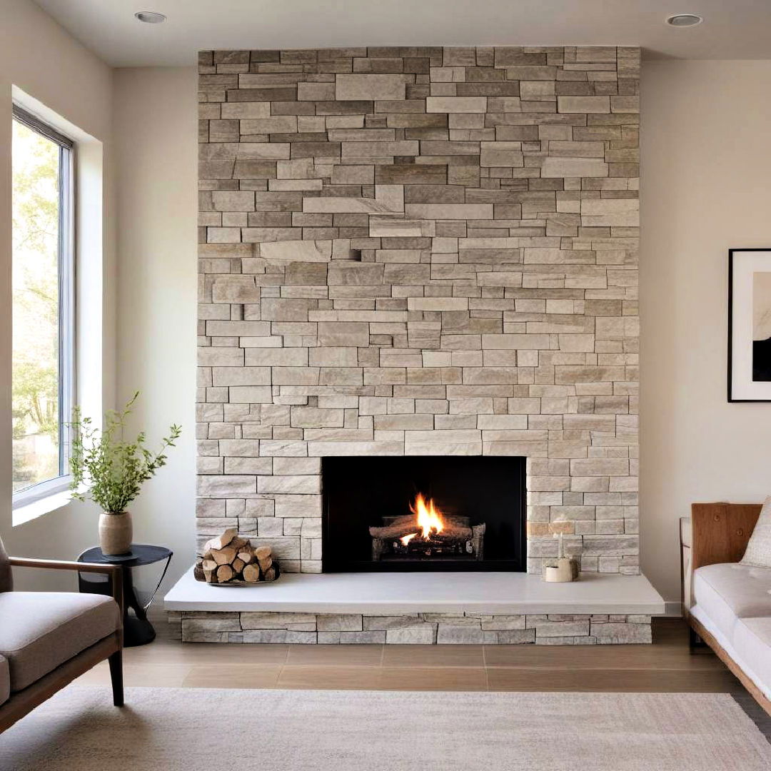 modern minimalist stone fireplace