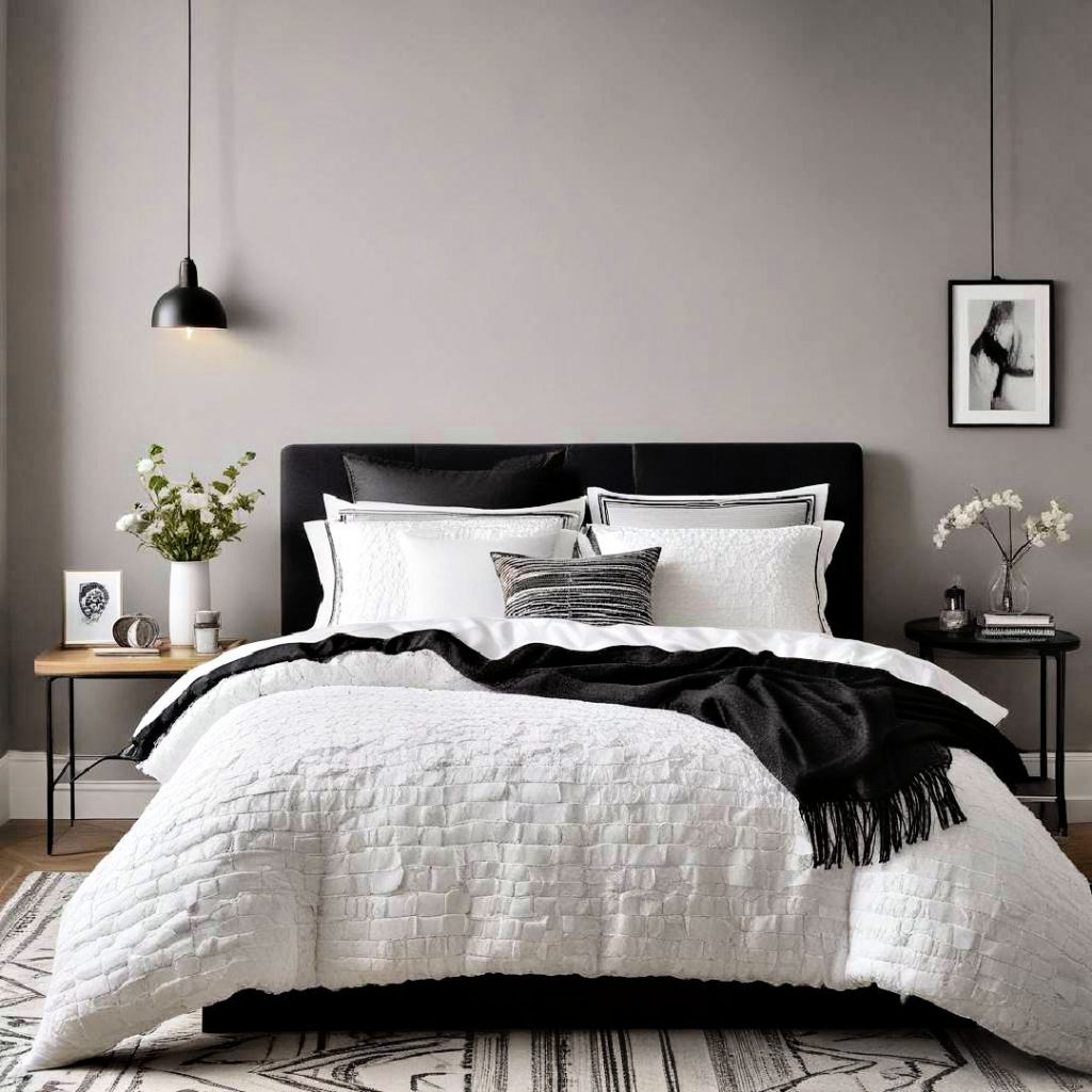 monochrome textured bedding