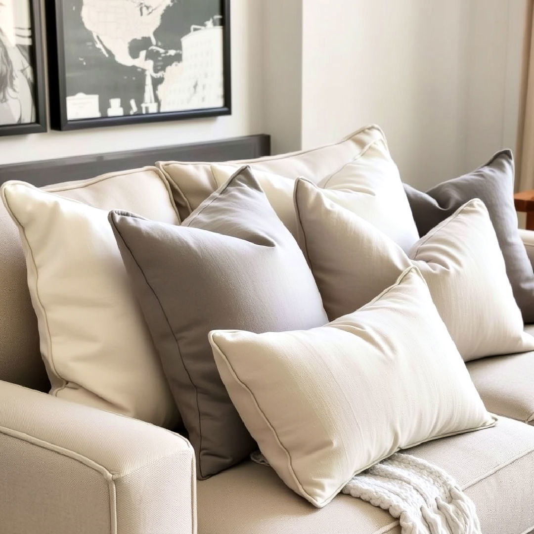 monochrome throw pillows for a layered look