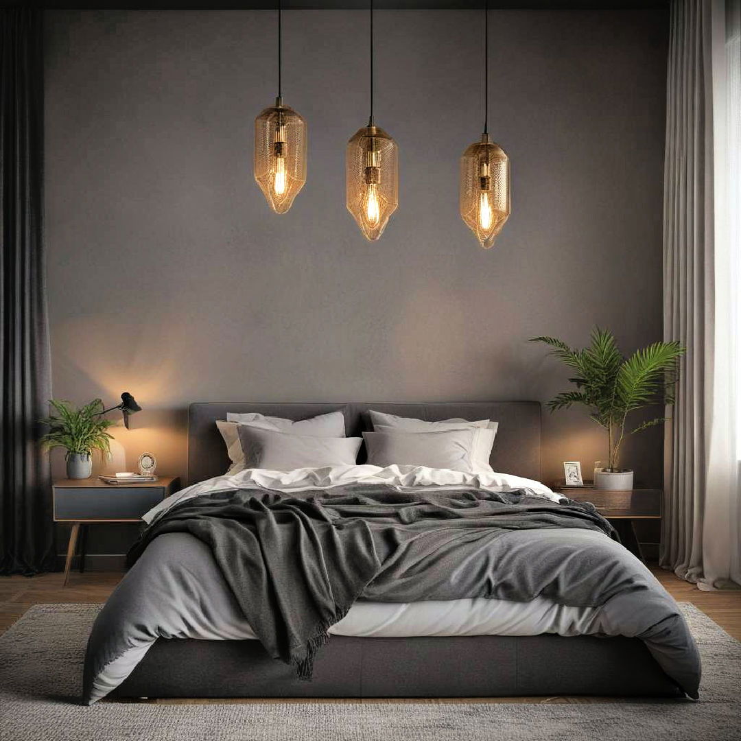 moody lighting with dimmed pendant lamps