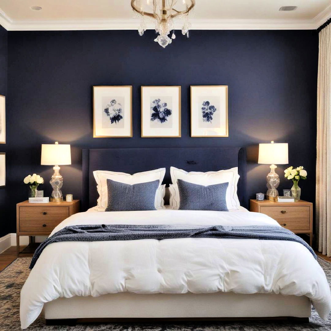 navy blue accent wall for depth