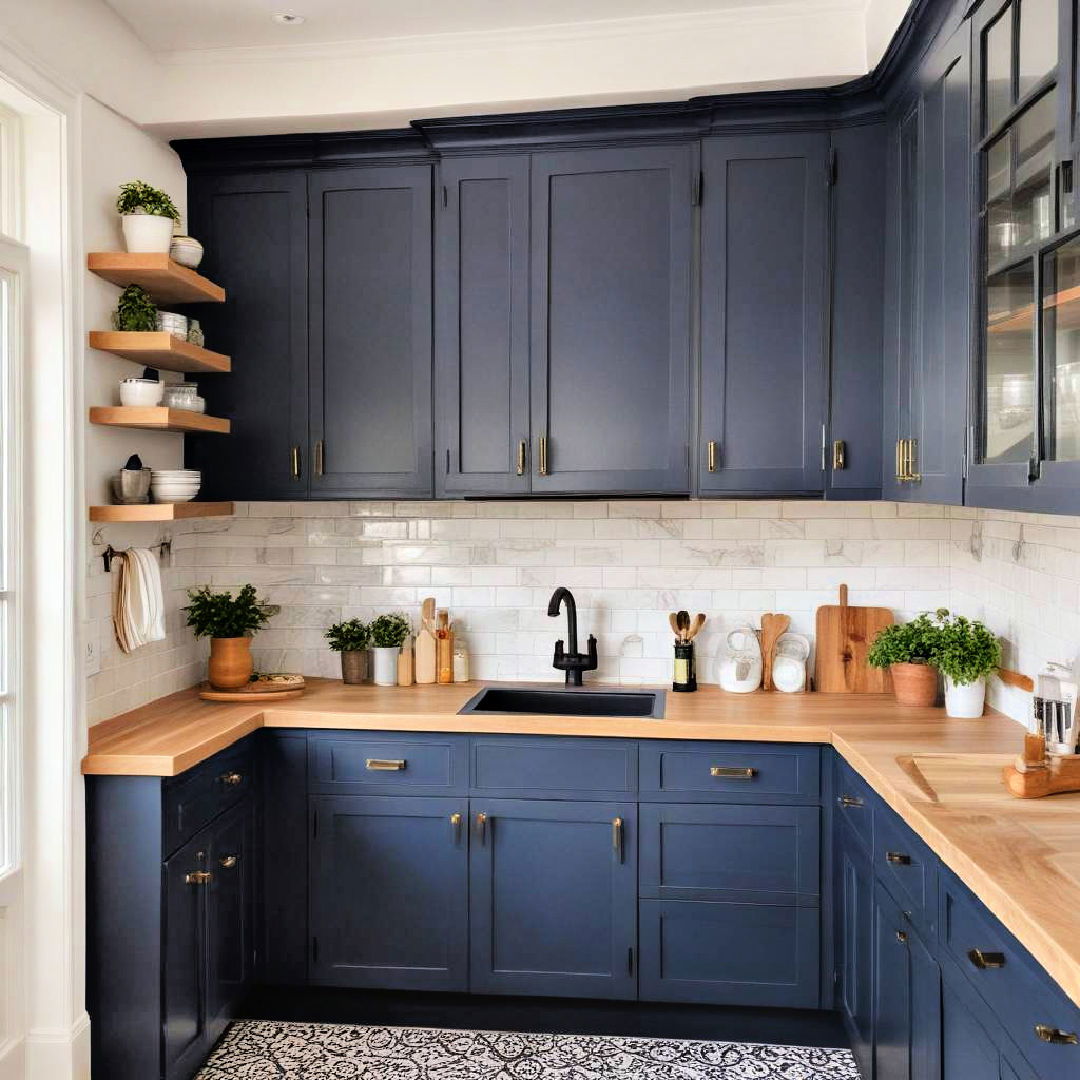 navy blue base cabinets