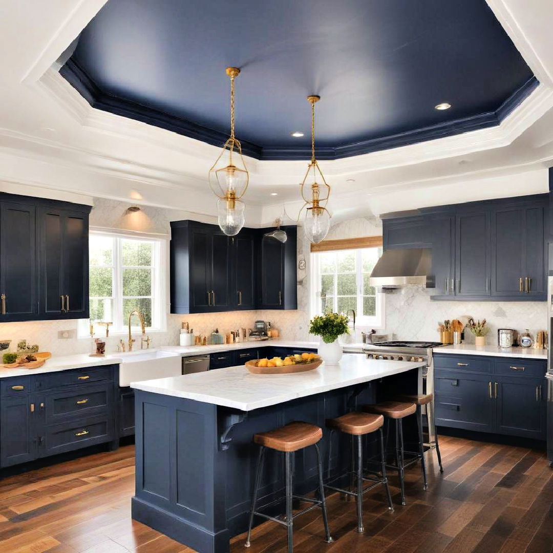 navy blue ceiling cabinets