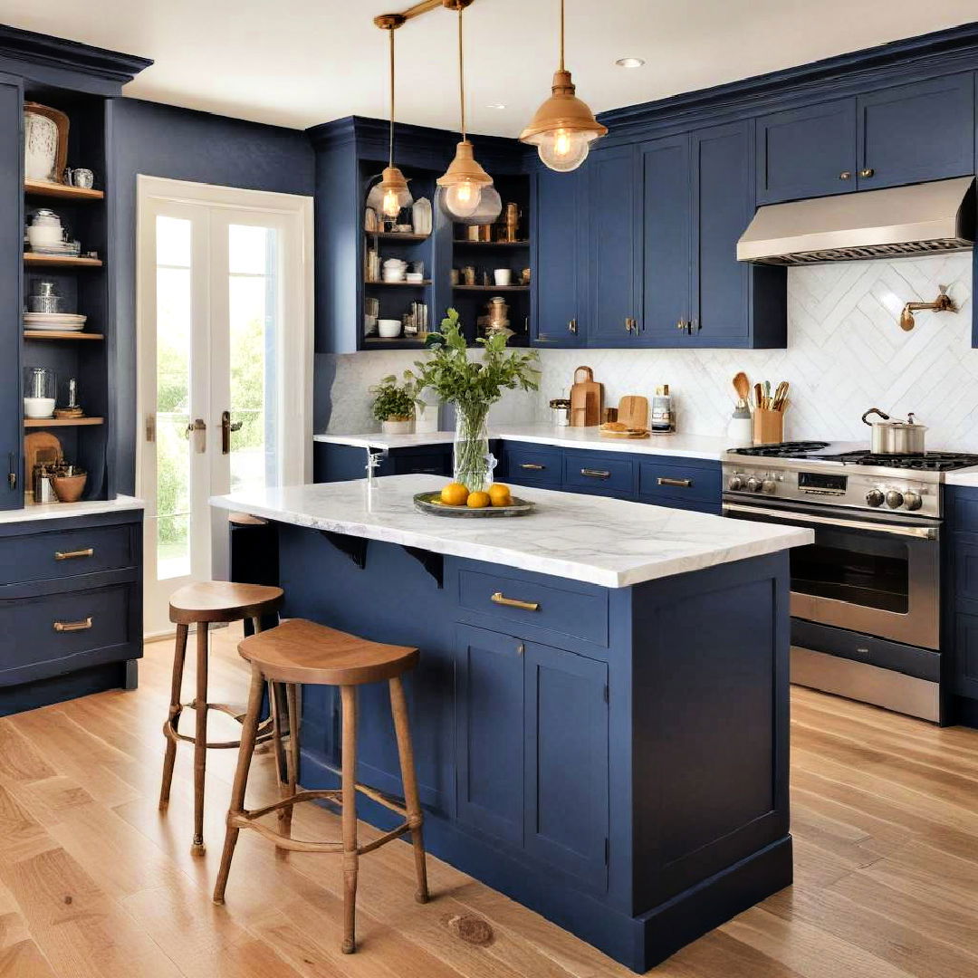 navy blue shaker cabinets