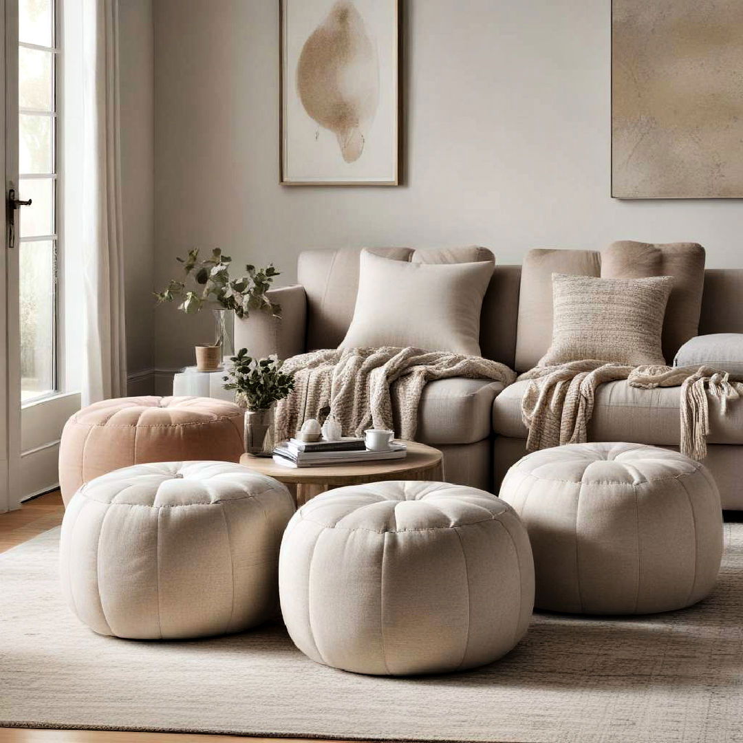 neutral poufs for extra seating