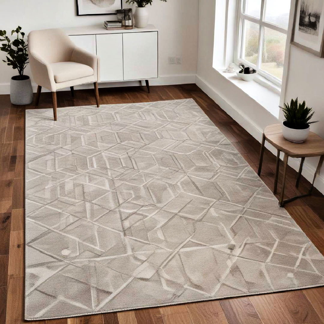 neutral rug with geometric patterns