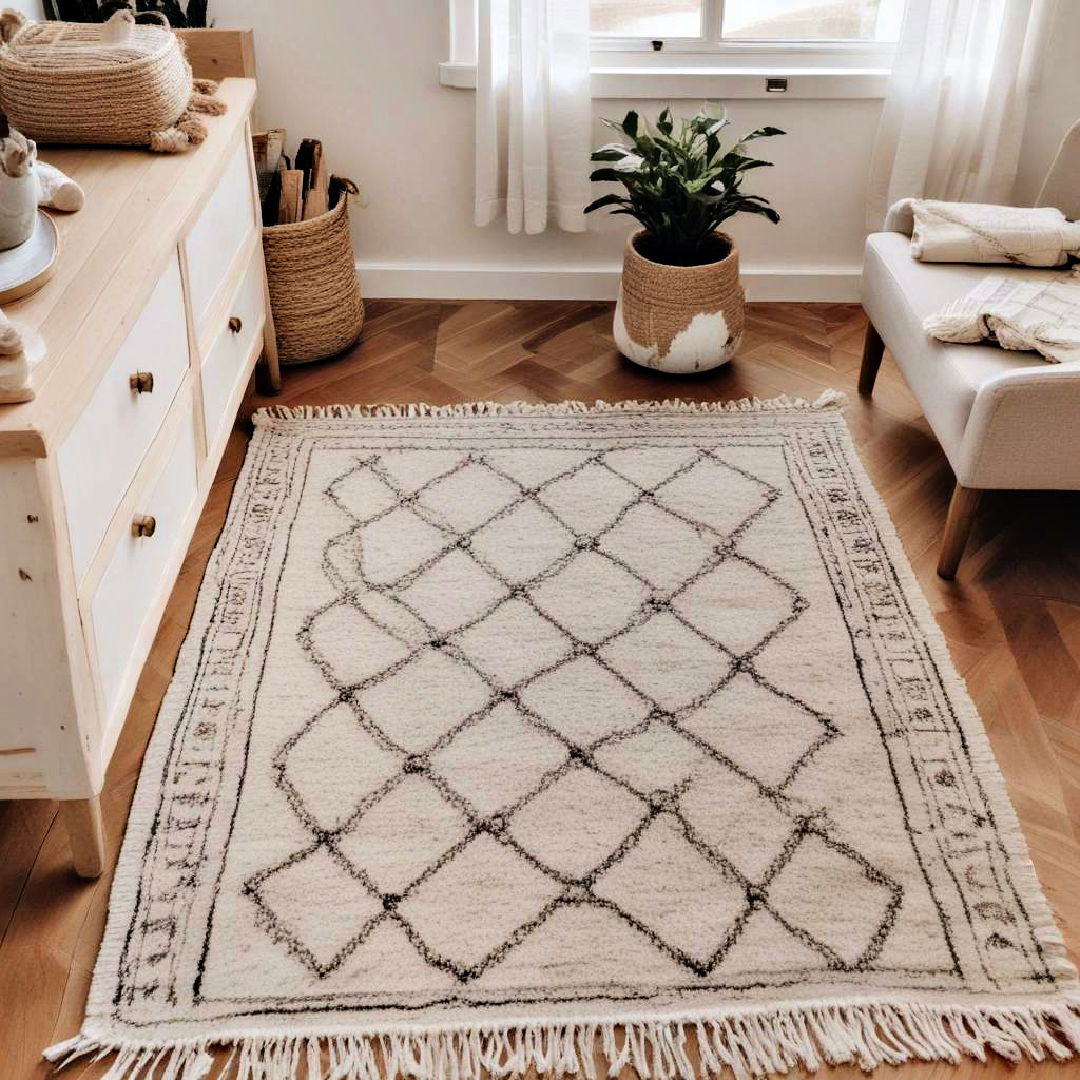 neutral toned moroccan rug