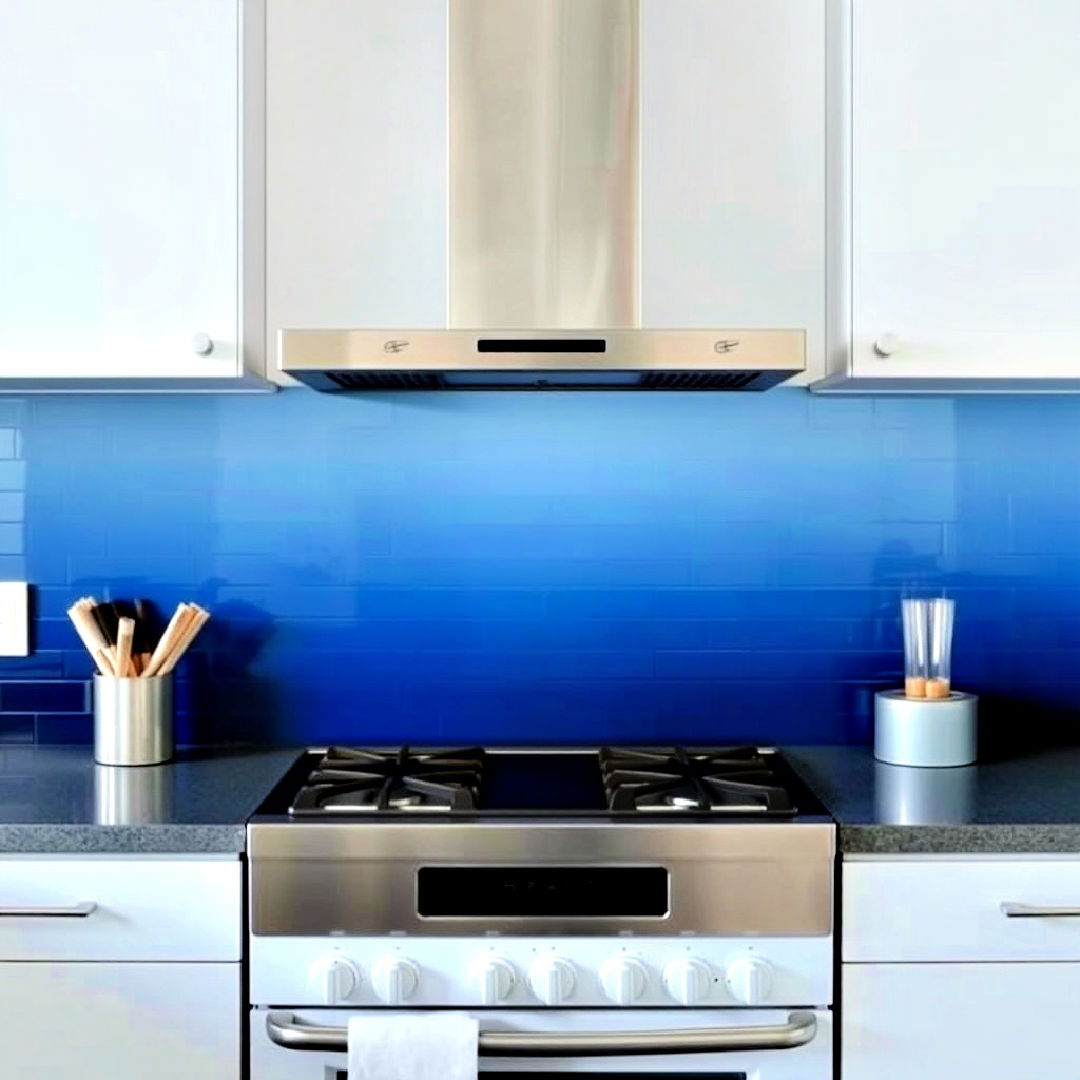 ombre blue backsplash for a gradual color transition