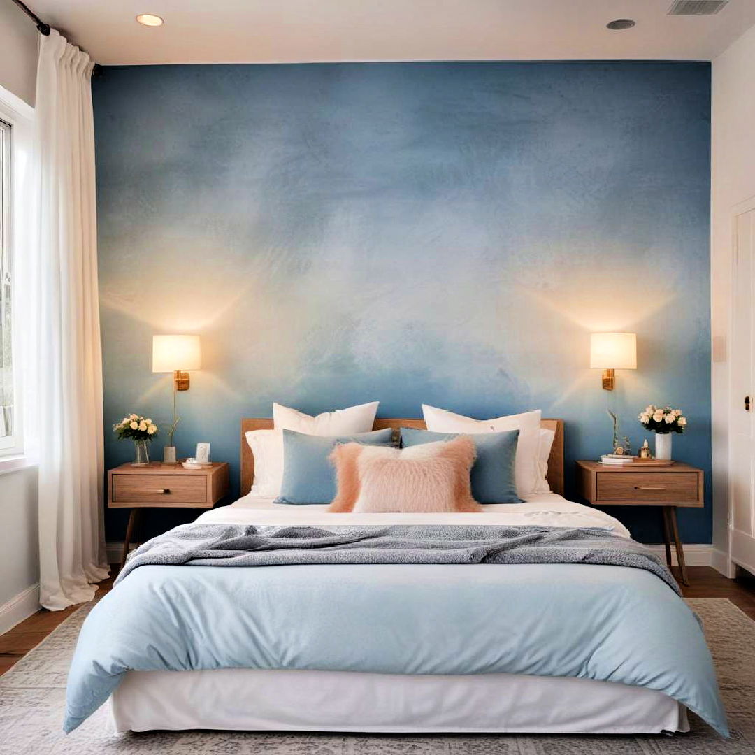 ombre blue wall design for a creative touch