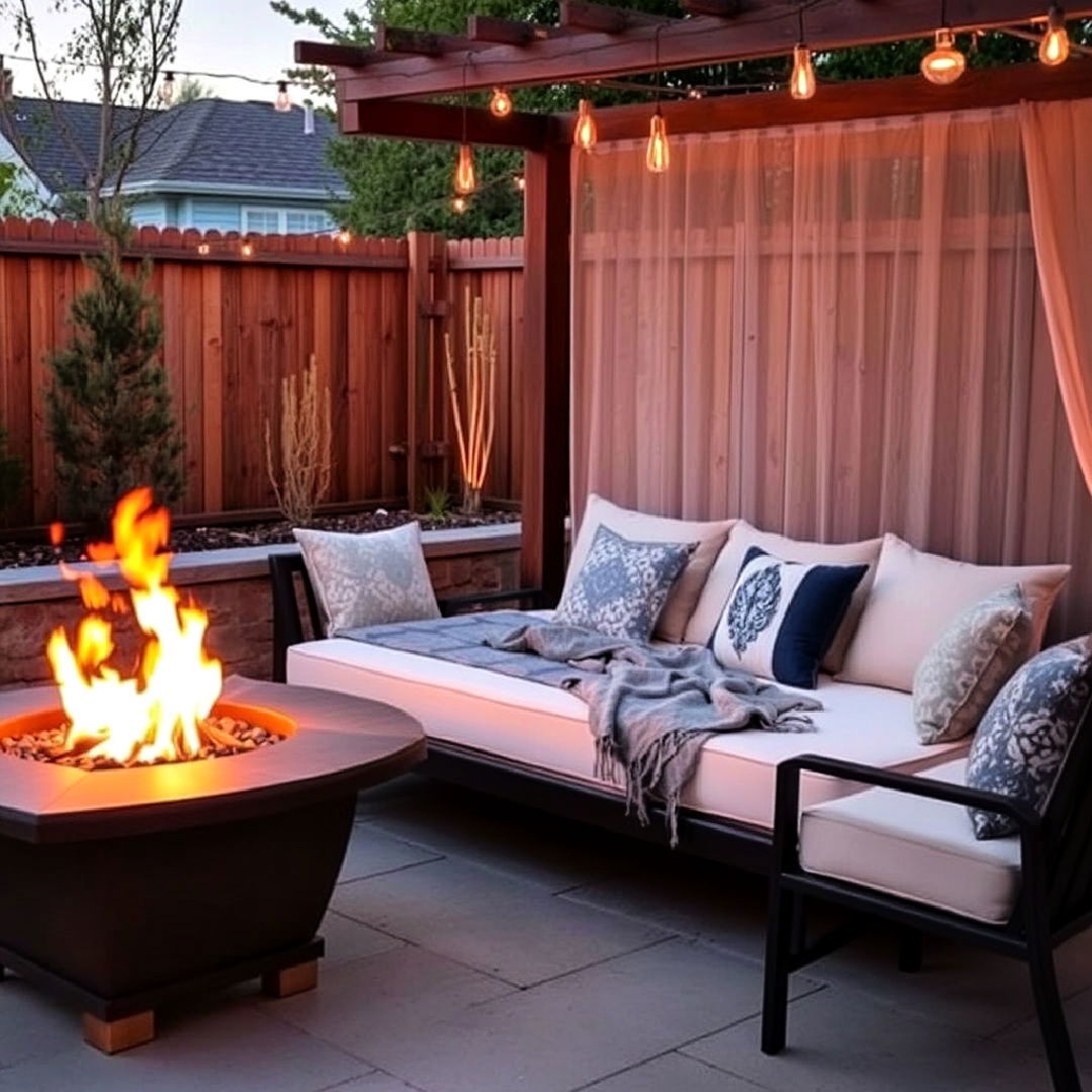 outdoor bed with fire pit