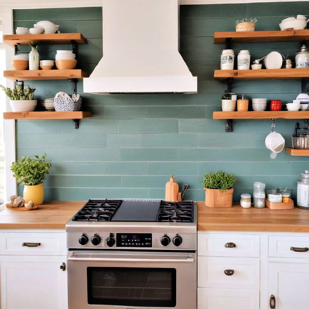 painted shiplap backsplash