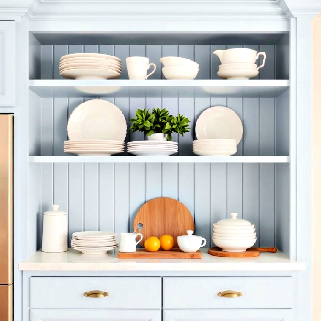 pale blue shelves for an open and airy feel