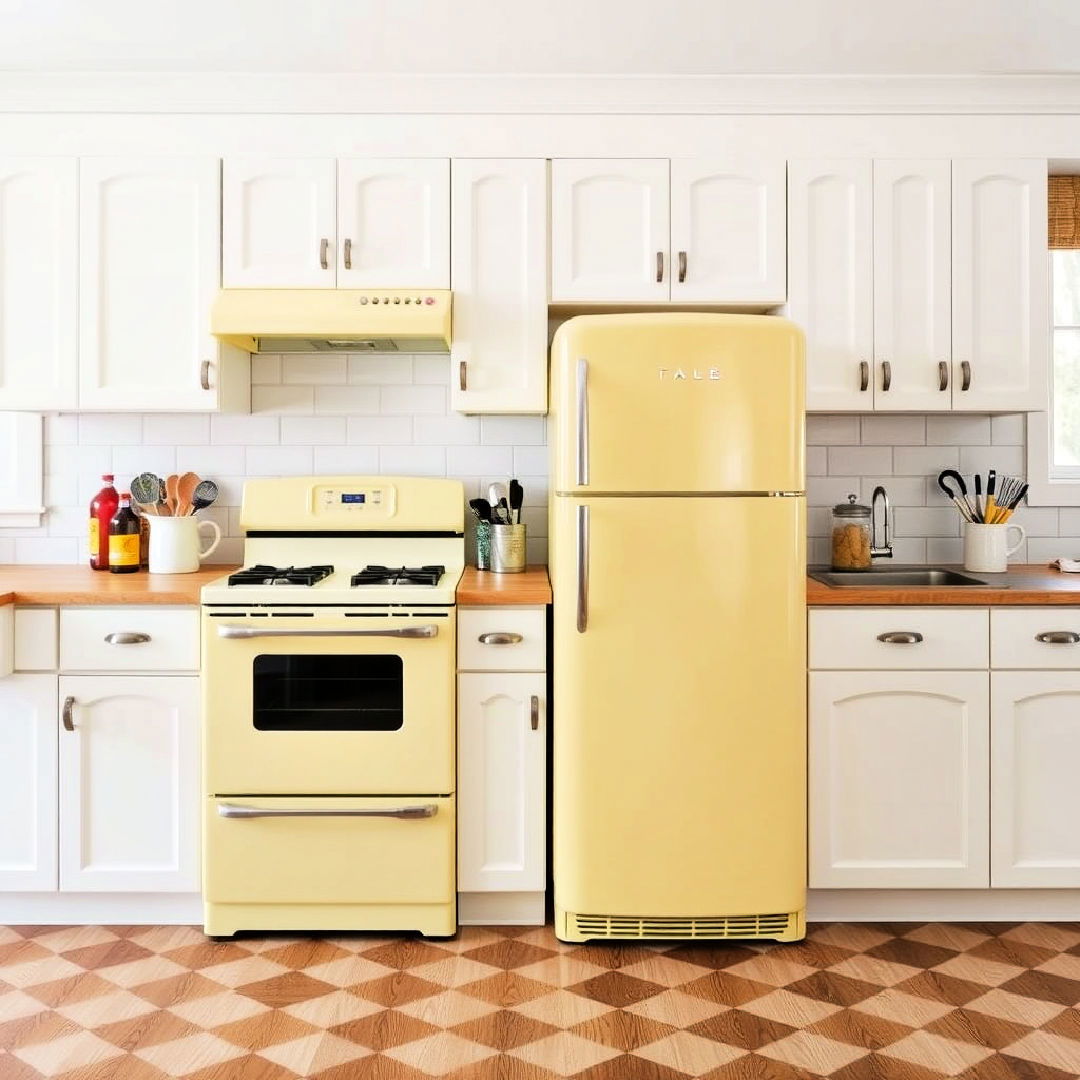 pale yellow appliances for a retro vibe