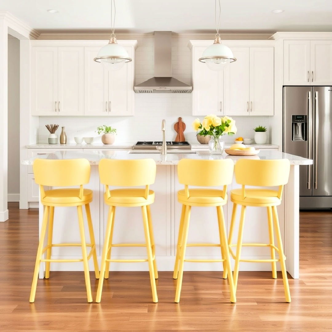 pale yellow bar stools for a pop of color