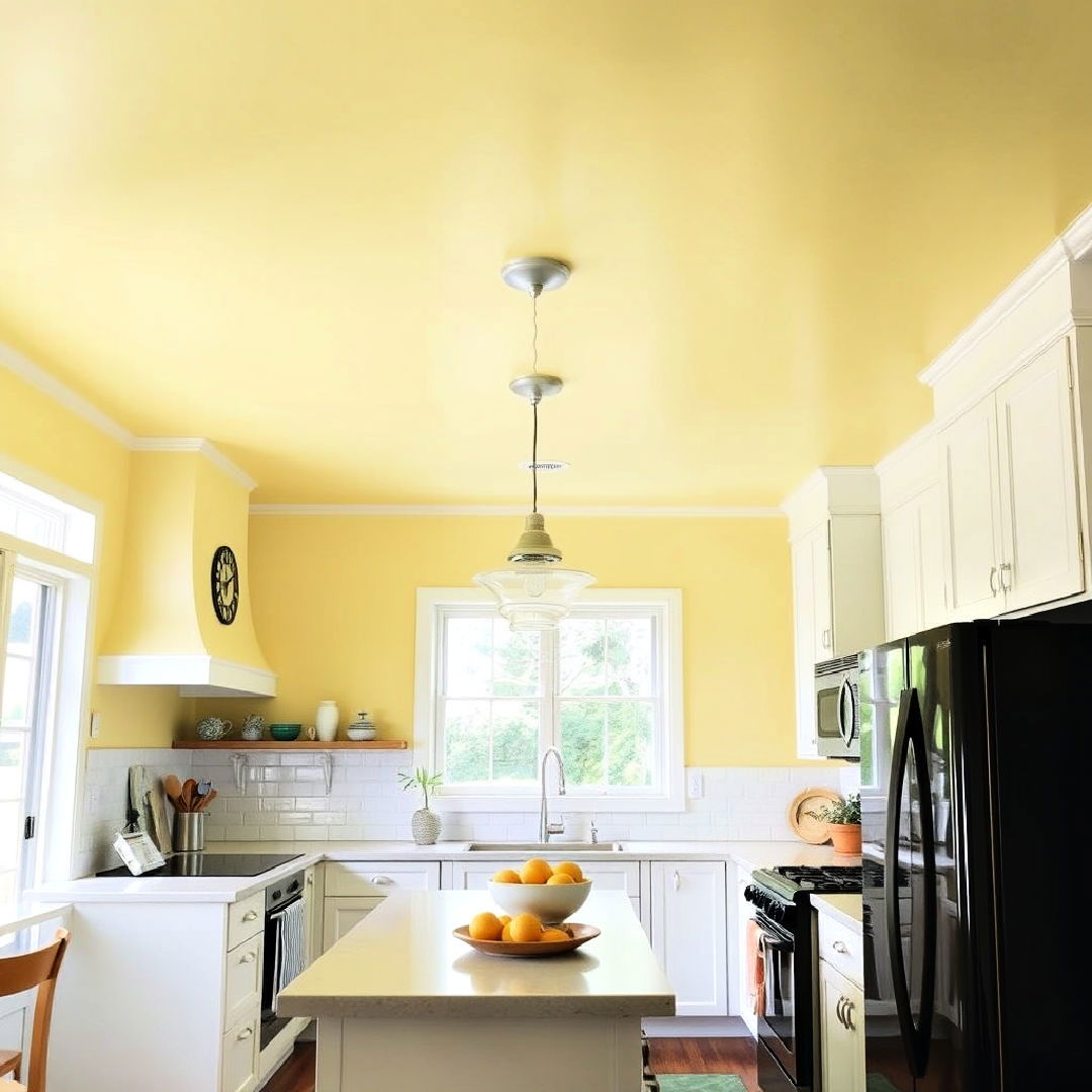 pale yellow ceiling for a subtle pop of color