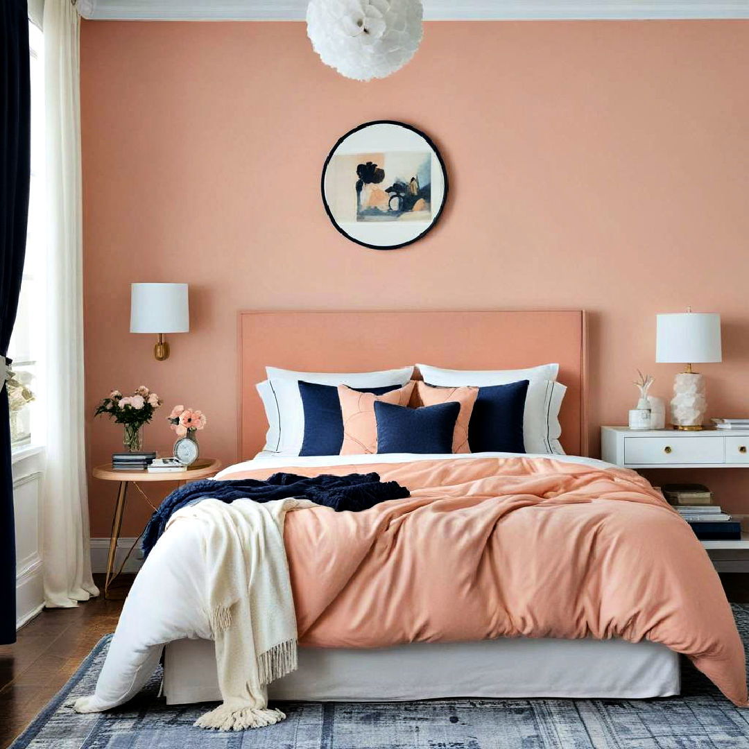 peach and navy blue palette