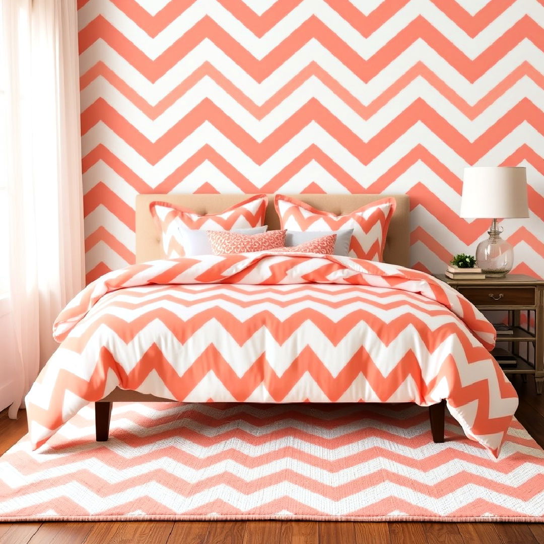 peach and white chevron pattern