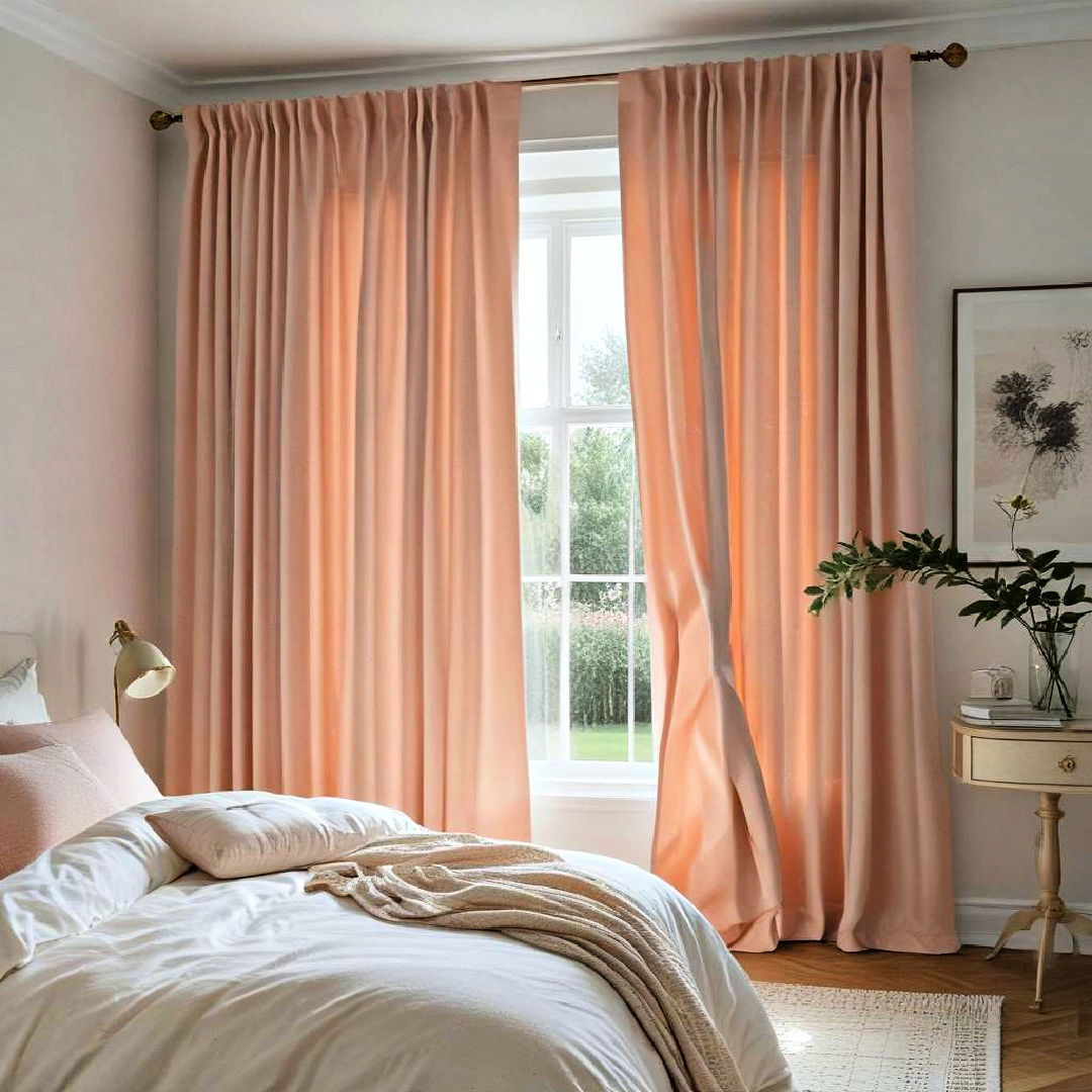 peach curtains for a soft glow