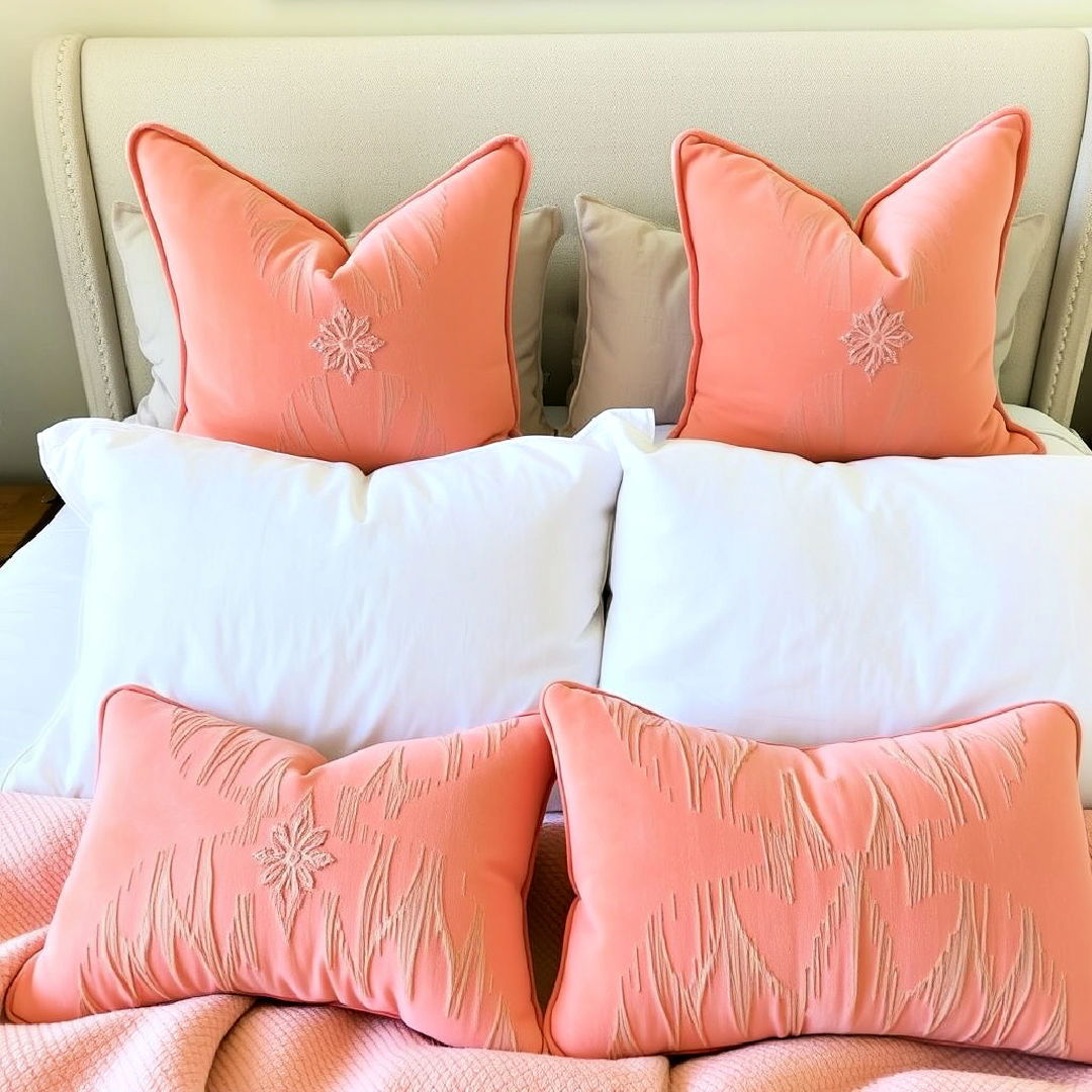 peach throw pillows for a pop of color