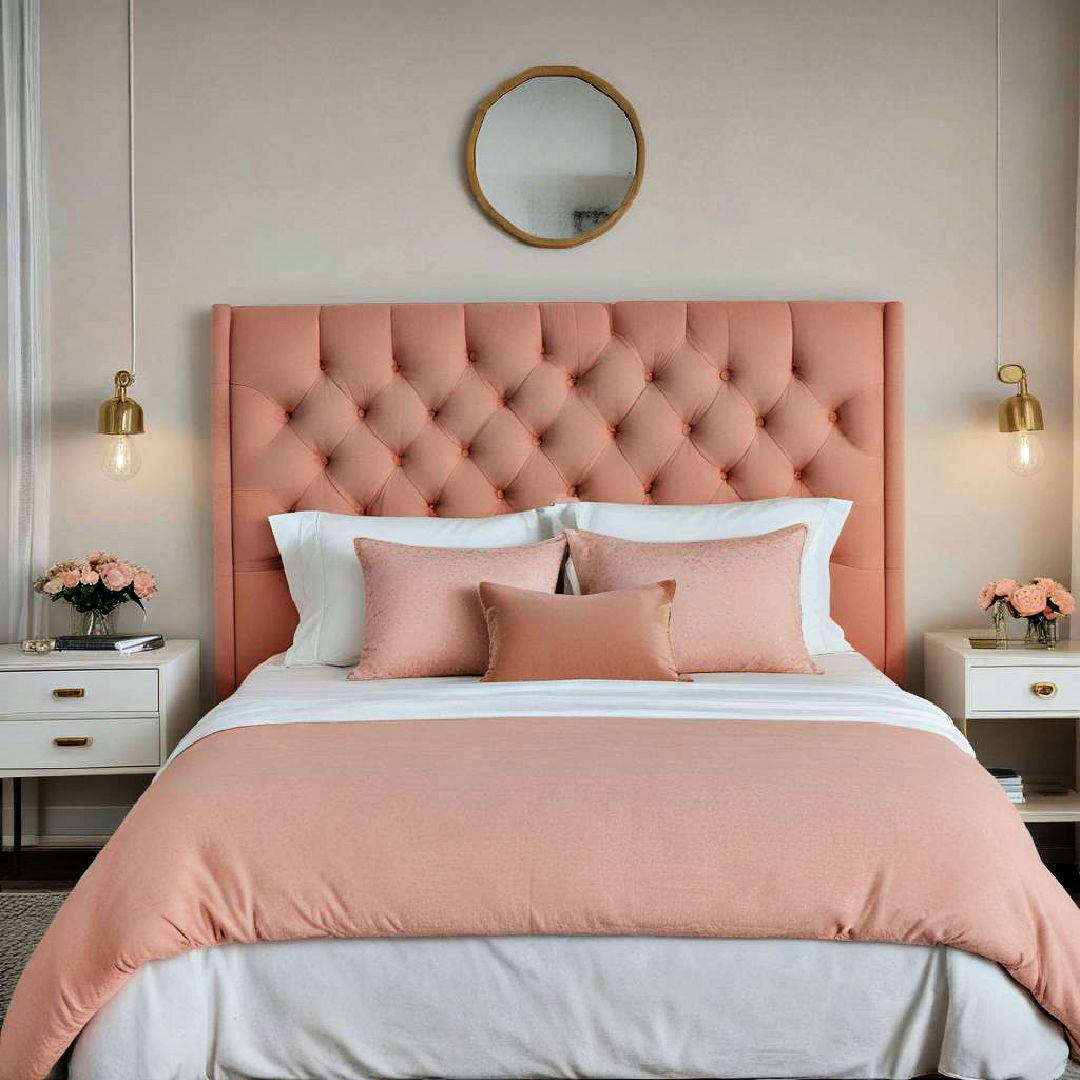 peach upholstered headboard