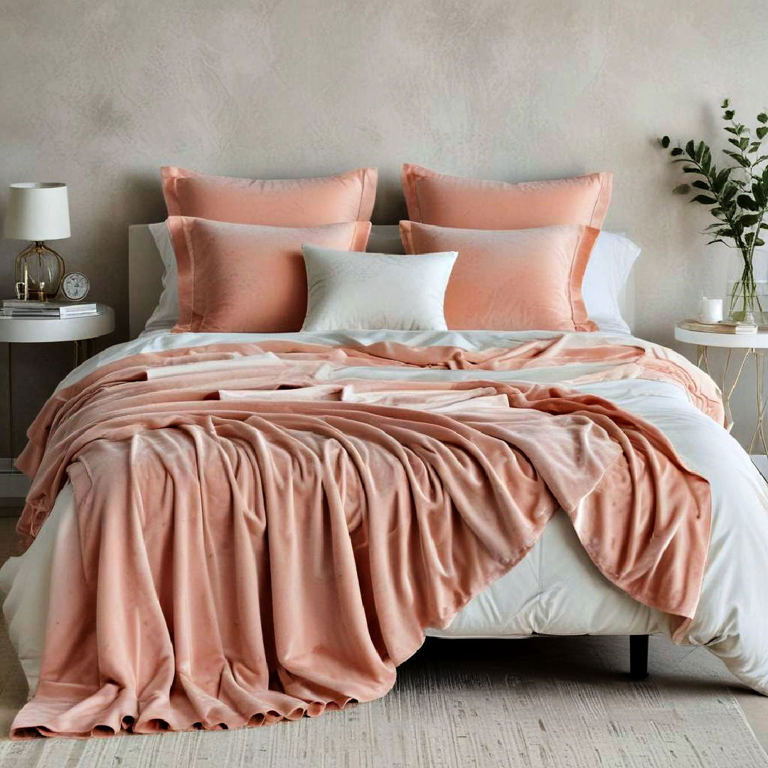 peach velvet throw