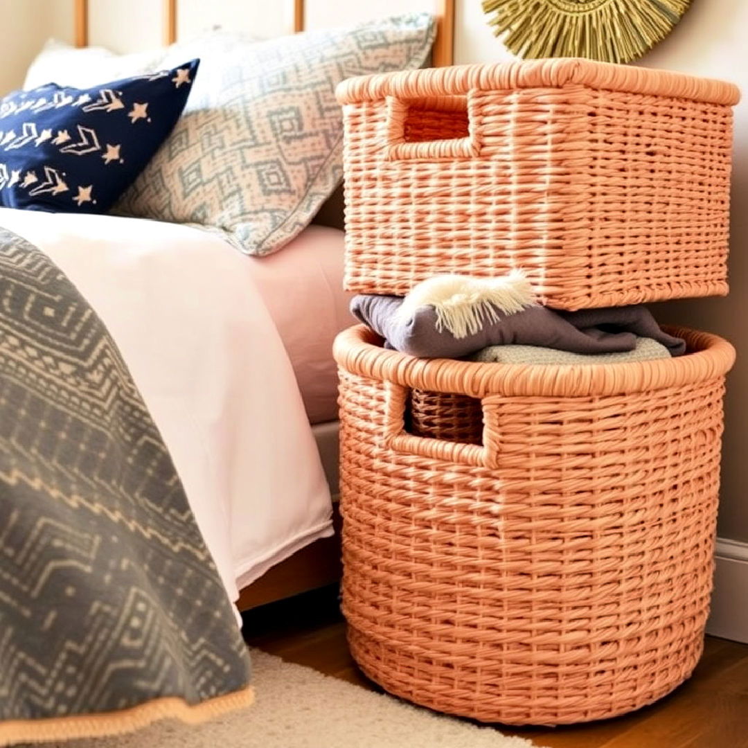 peach woven baskets