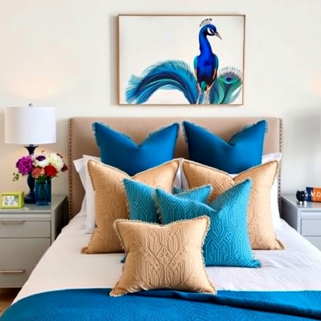 peacock blue accent pieces for a pop of vibrancy