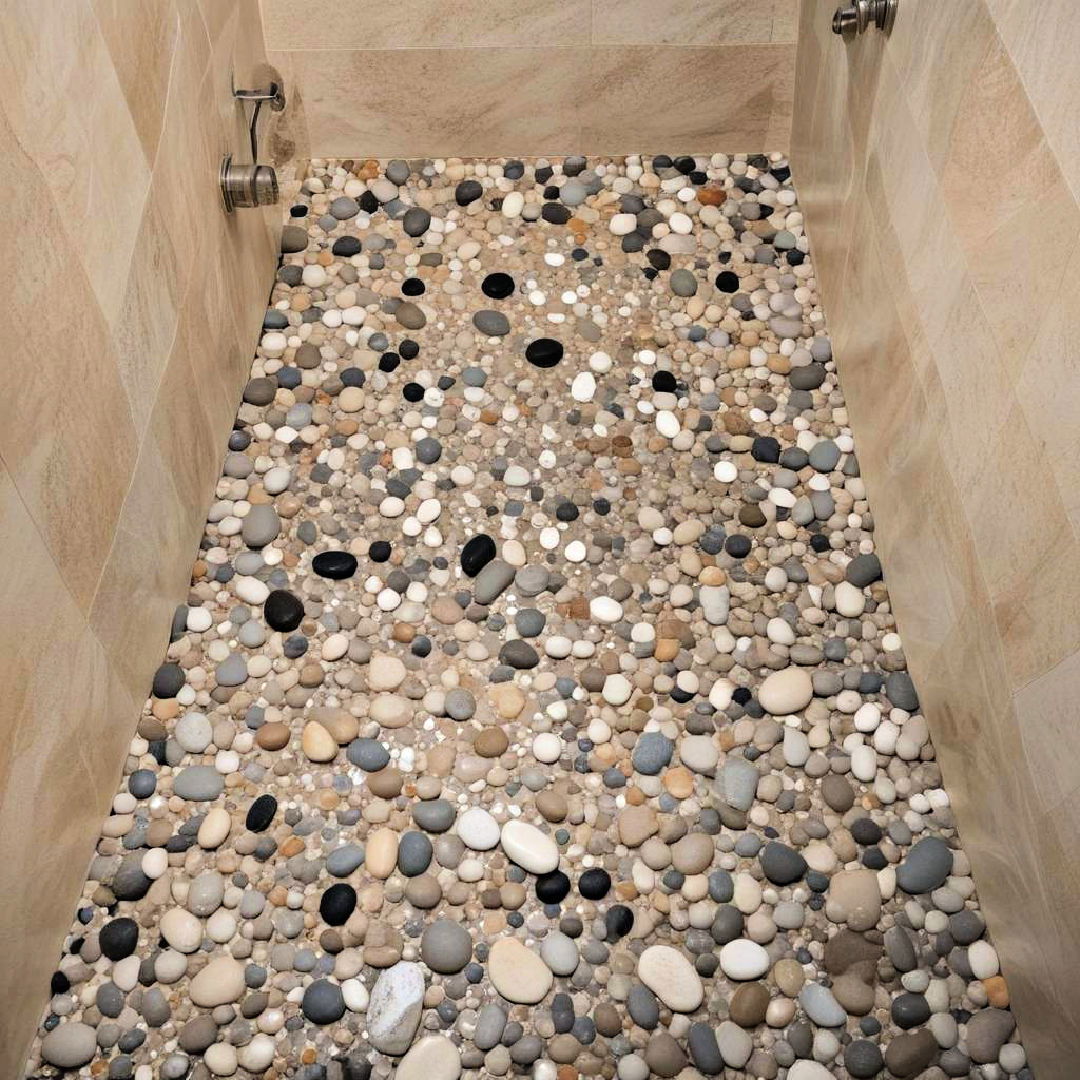 pebble shower floor for a textured experience