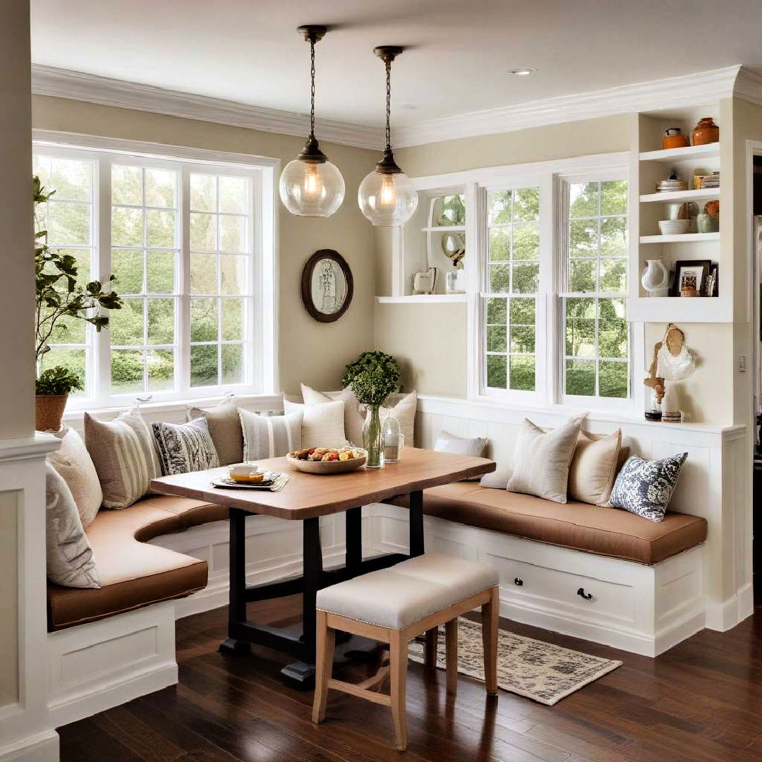 peninsula with cozy banquette seating