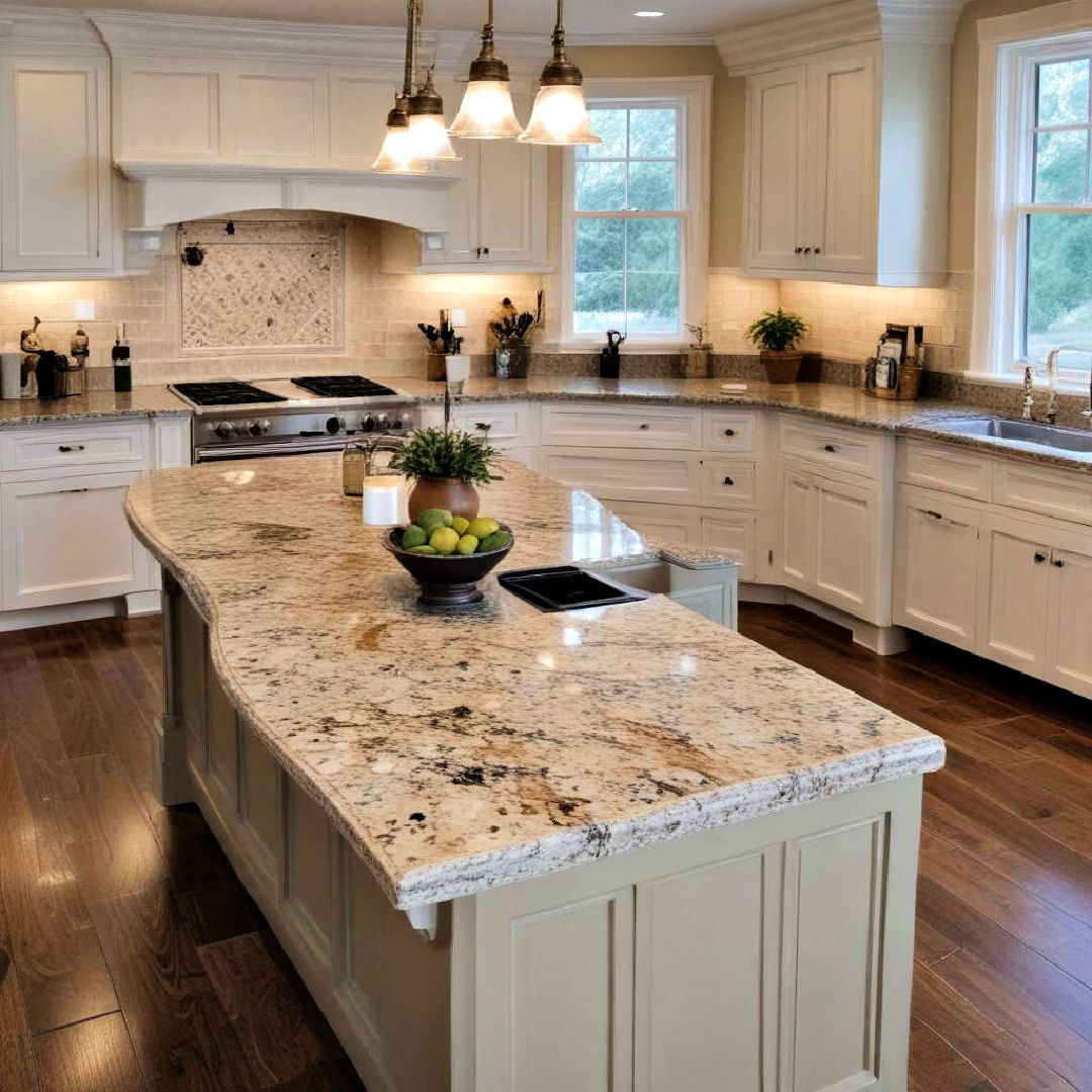 peninsula with granite countertop